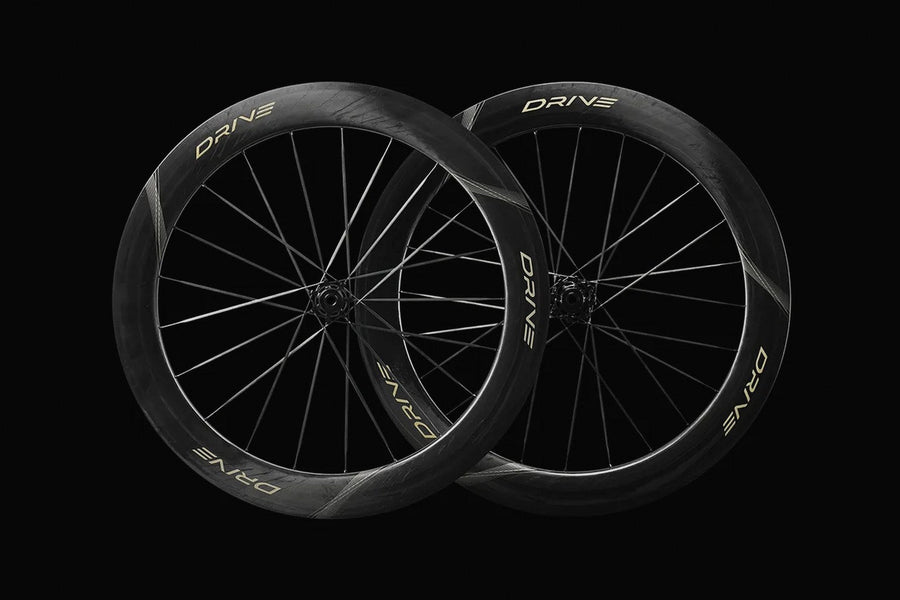 Deep-section carbon wheelset pair on black
