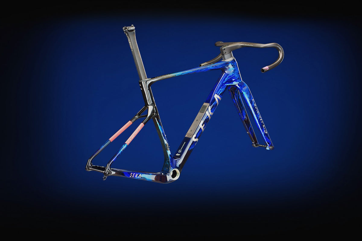 ExAero GR frameset lit against a deep blue ground