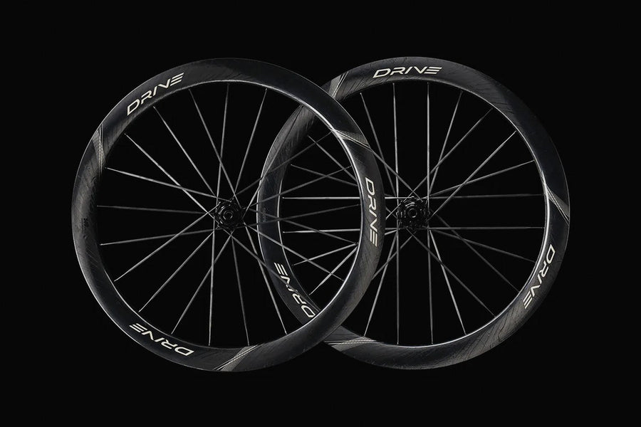 Mid-depth carbon wheelset pair on black