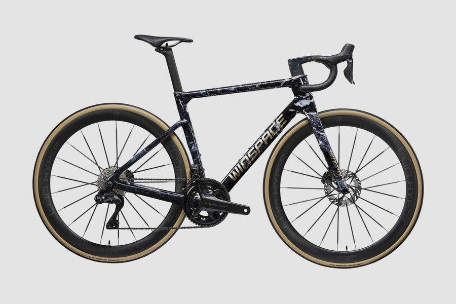 Complete road build with tan-wall tires, side profile