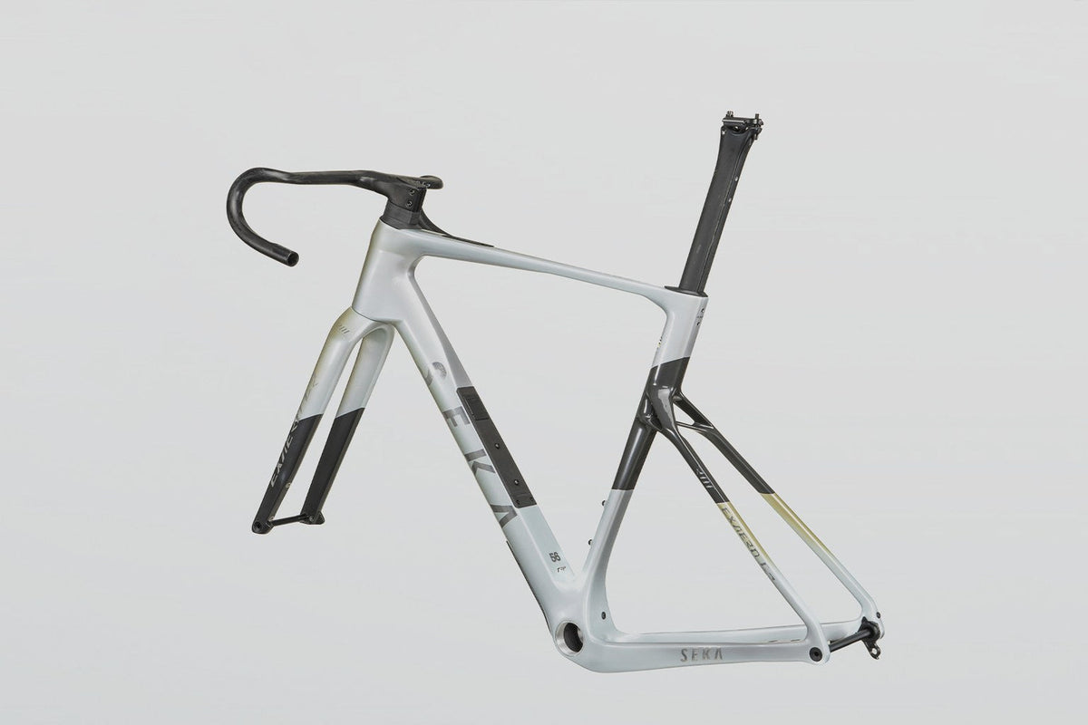 Frameset in full profile against a pale ground