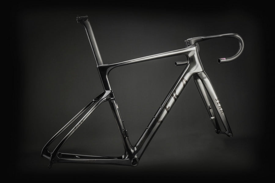 Spear RDC frameset in dark silver, low-key studio light