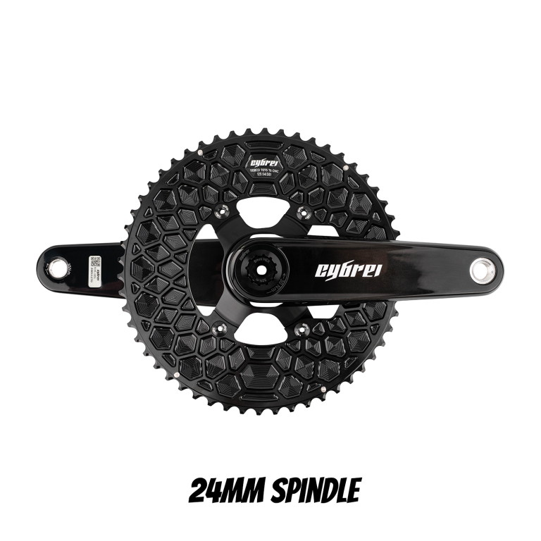 CYBREI Carbon Crankset | 24mm Spindle, Alloy or Carbon Spider, EVO Alloy Chainrings