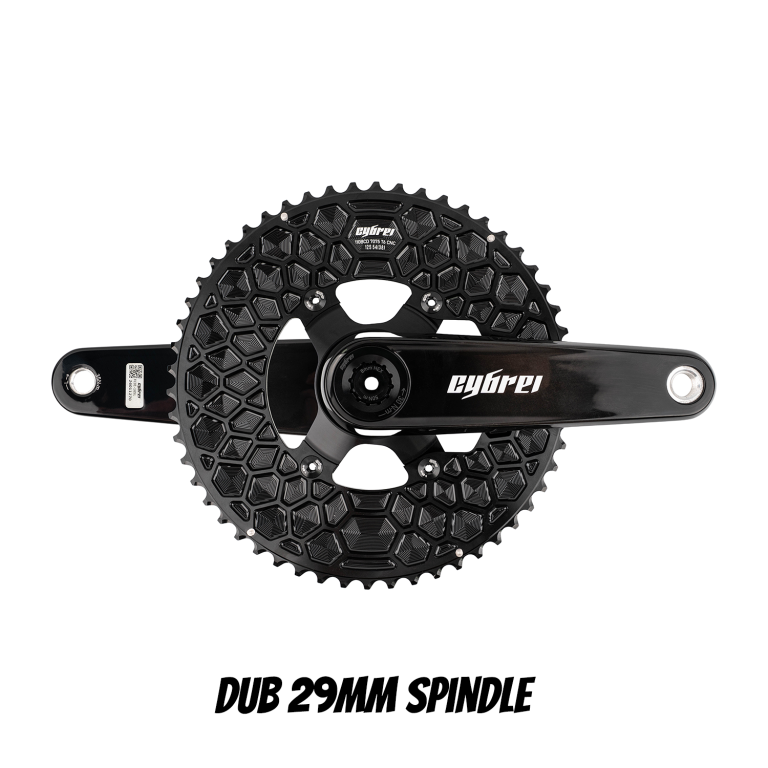 CYBREI Carbon Crankset | 29mm Spindle, Alloy or Carbon Spider, EVO Alloy Chainrings